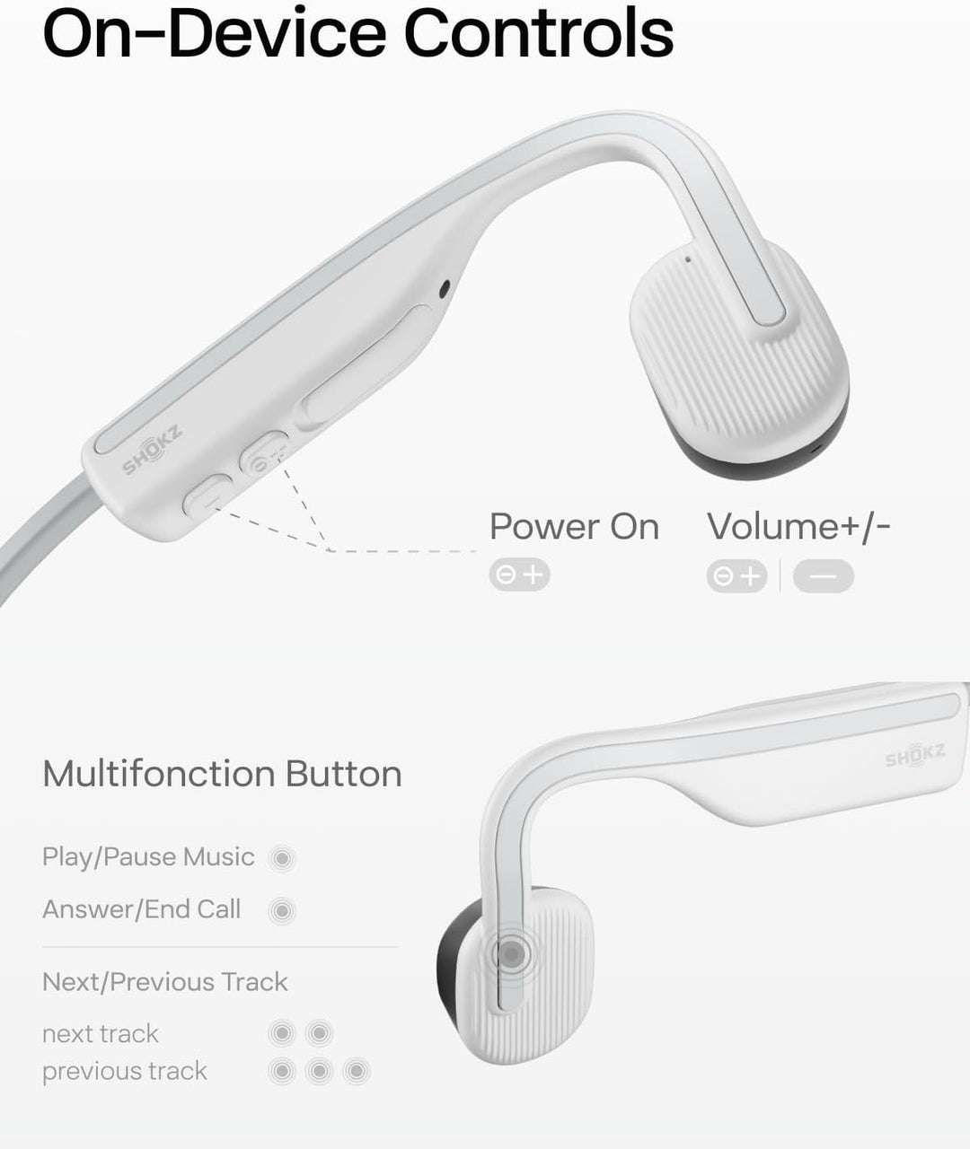 SHOKZ OpenMove - Auriculares deportivos Bluetooth de oreja abierta,...