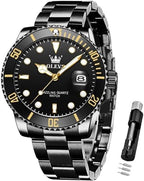 OLEVS Relojes de Lujo para Hombres, Gran Acero Inoxidable, Cuarzo Analógico, Resistente al Agua