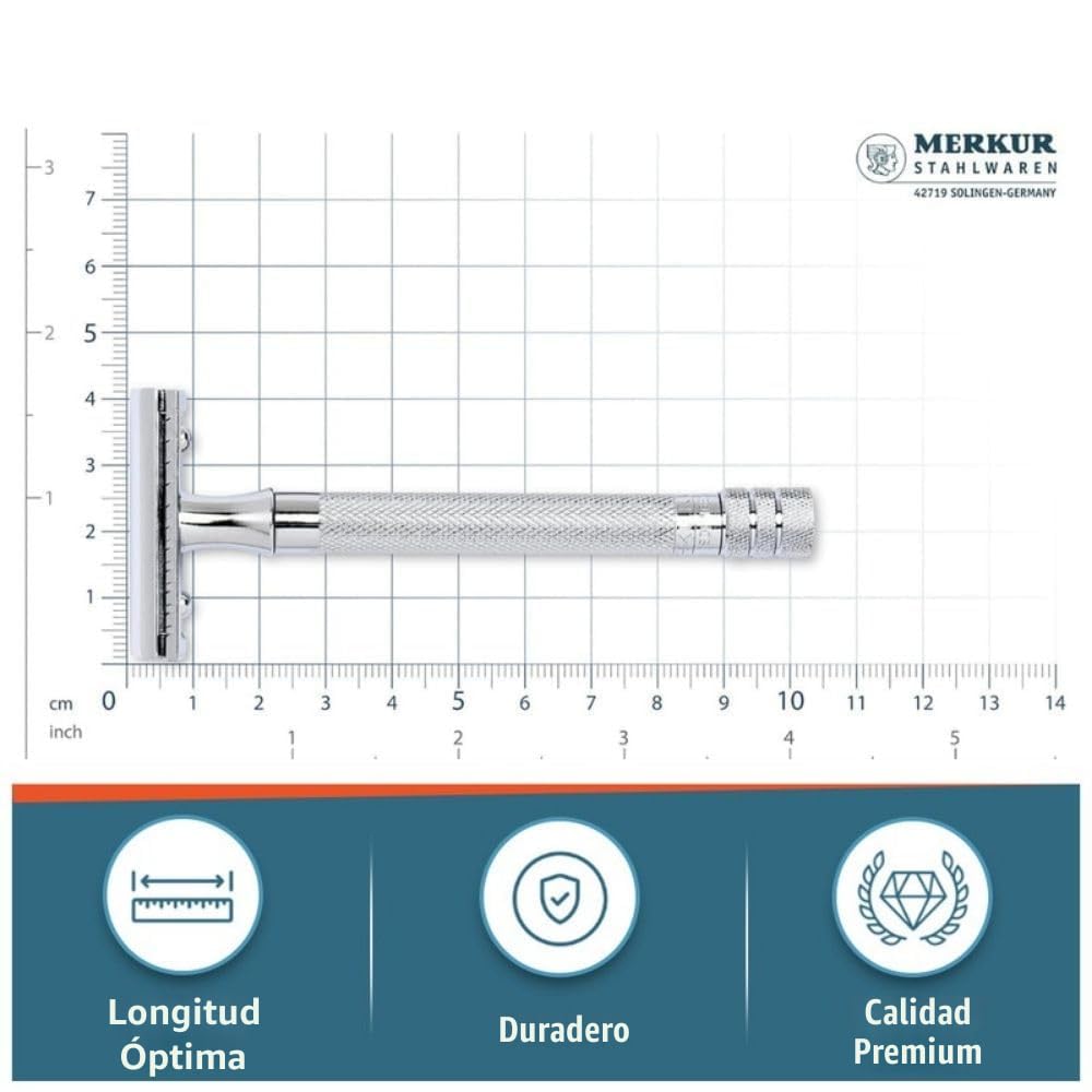 MERKUR 23C - Maquinilla de afeitar de seguridad de doble filo, crom...