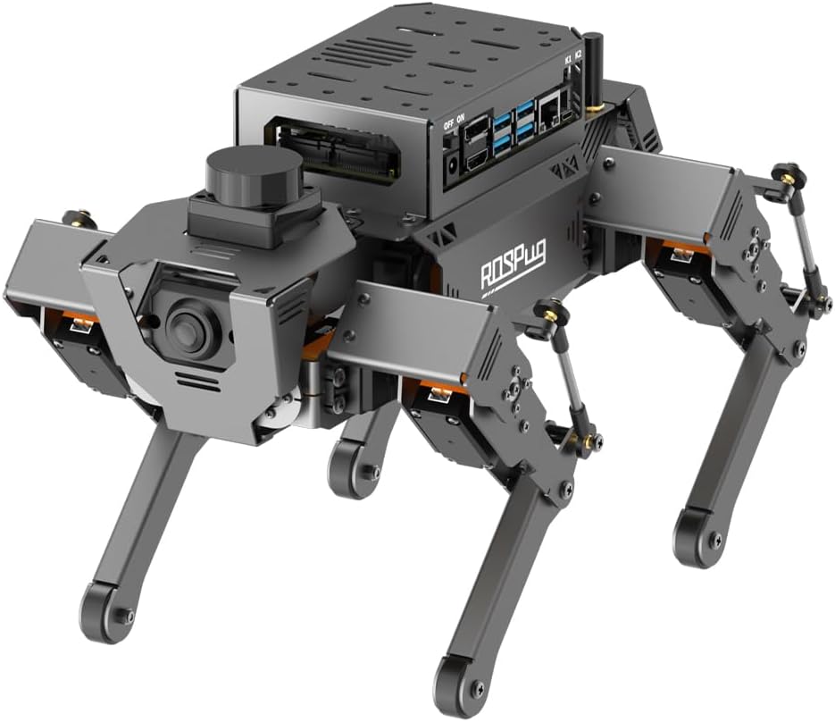 HIWONDER ROSPug Perro robot biónico cuadrúpedo con visión IA impulsado por Jetson Nano ROS de código abierto Python Programación SLAM Mapeo y navegación para adultos