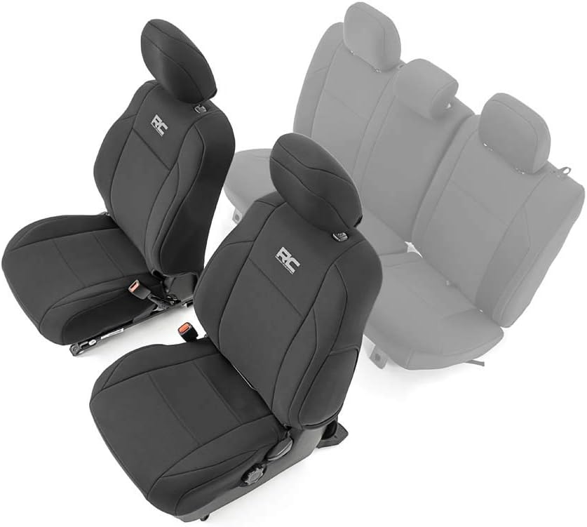 Rough Country - Fundas de asiento delantero de neopreno para Toyota Tacoma (2016-2023) - Impermeables y resistentes a los rayos UV, acolchadas con espuma, juego de fundas de asiento delantero