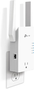 TP-Link RE765X AX3000 Extensor de alcance WiFi 6 con enchufe inteligente integrado de paso directo | Repetidor inalámbrico de doble banda con puerto Ethernet | Hasta 2400 pies cuadrados, 64