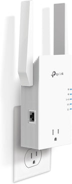 TP-Link RE765X AX3000 Extensor de alcance WiFi 6 con enchufe inteligente integrado de paso directo | Repetidor inalámbrico de doble banda con puerto Ethernet | Hasta 2400 pies cuadrados, 64