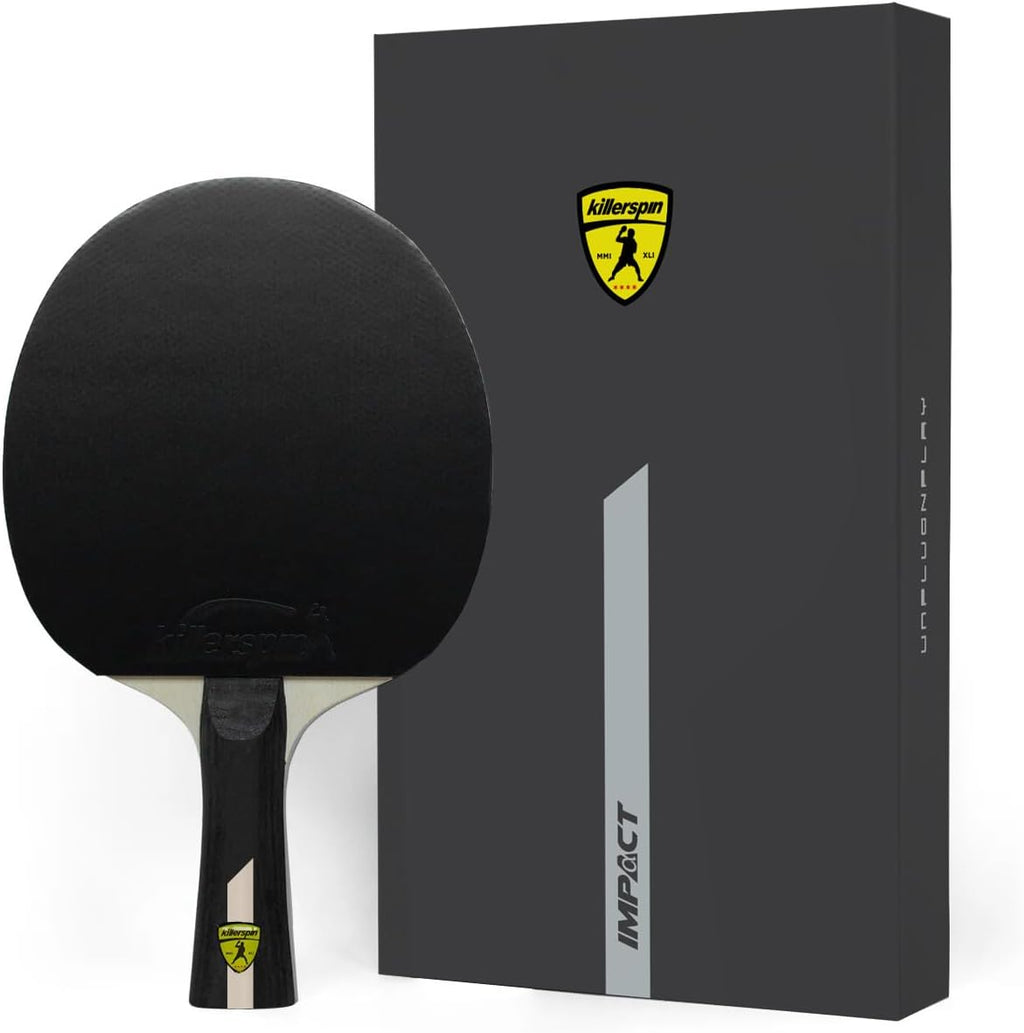 Killerspin Impact Series - Paletas de tenis de mesa - Raqueta de ping pong negra/negra, equipo de tenis de mesa para principiantes/intermedios, garantiza un control sólido y giro