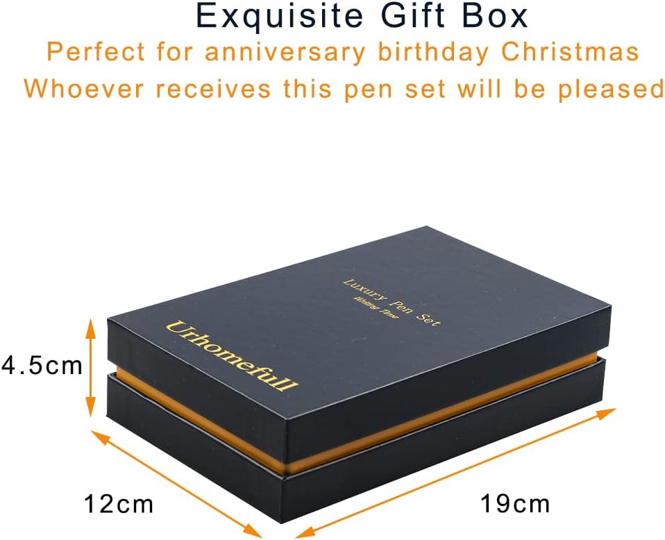 Bolígrafo Rollerball de Lujo Impresionante con Ribete de Oro de 24K, Punta Suiza con Repuestos de Tinta Negra, Juego de Bolígrafo Perfecto como Regalo para Hombres y Mujeres, Juego de