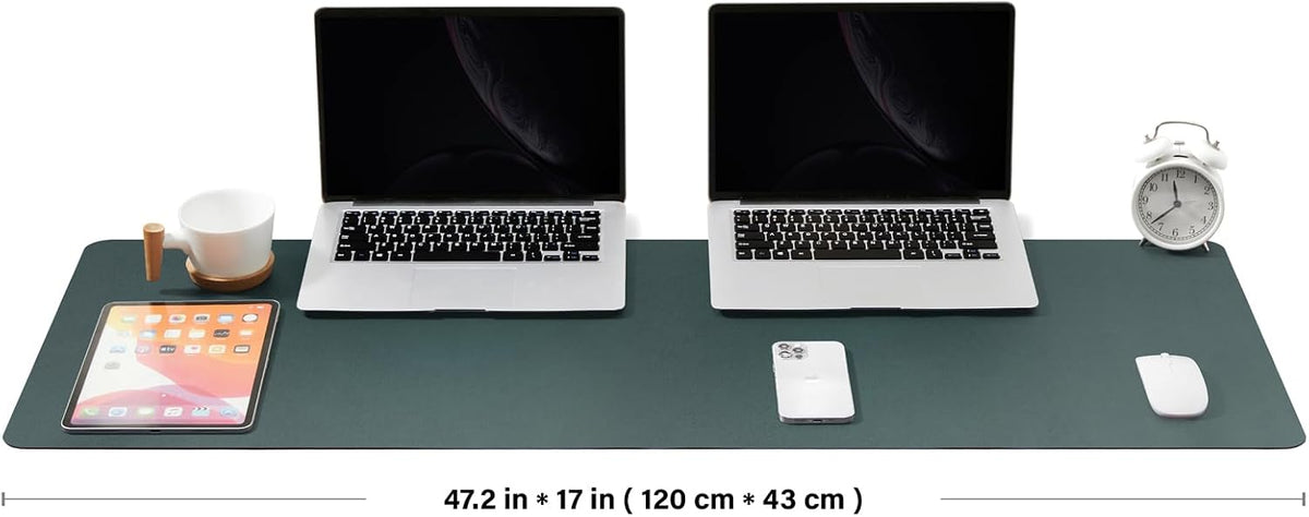 Tapete grande de corcho para escritorio, 47.2 x 17 pulgadas, para oficina y hogar, ideal para alfombrilla de mouse grande y alfombrilla de escritorio en la parte superior de escritorios (verde oscuro)