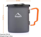 widesea Cafetera de camping de 25.4 fl oz, cafetera de prensa francesa, olla ligera para mochileros con mango plegable para camping, senderismo, cocción al fuego