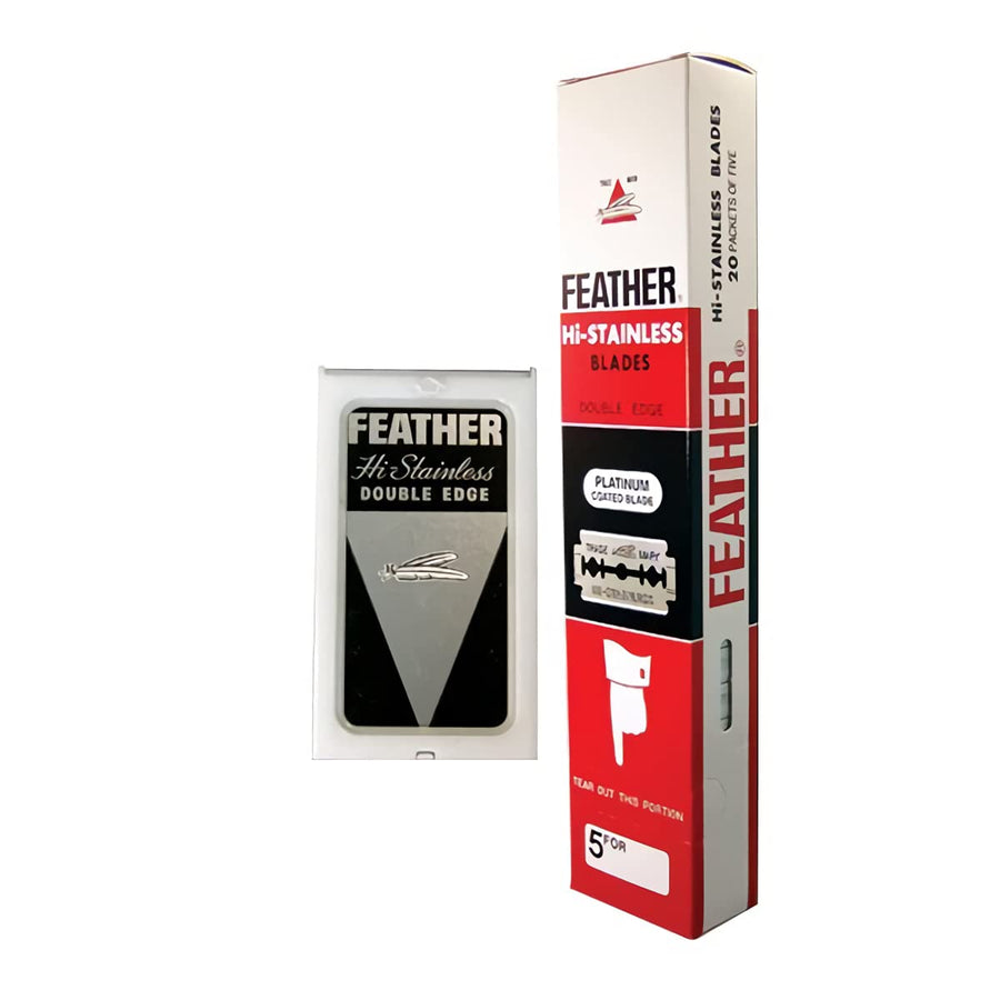100 cuchillas de afeitar Hi-stainless de Feather con doble filo