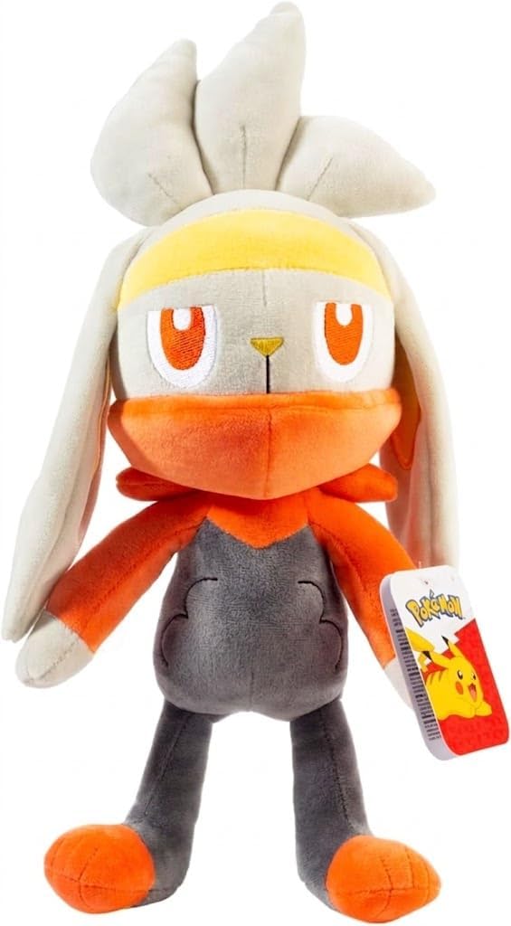 Pokémon Peluche oficial de Raboot de 12 pulgadas, animal de peluche grande y suave de Sword & Shield Scorbunny Evolution, auténtica figura de Pokémon con licencia de regalo, para niños, niñas