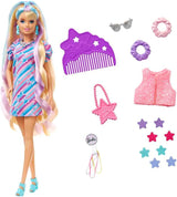 Barbie Muñeca Totally Hair, temática de estrellas con cabello de fa...