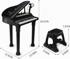Juguete de teclado de piano para niños, instrumento musical electrónico para niños pequeños, juguete educativo con micrófono, múltiples sonidos, reproducción de grabación, luces y taburete