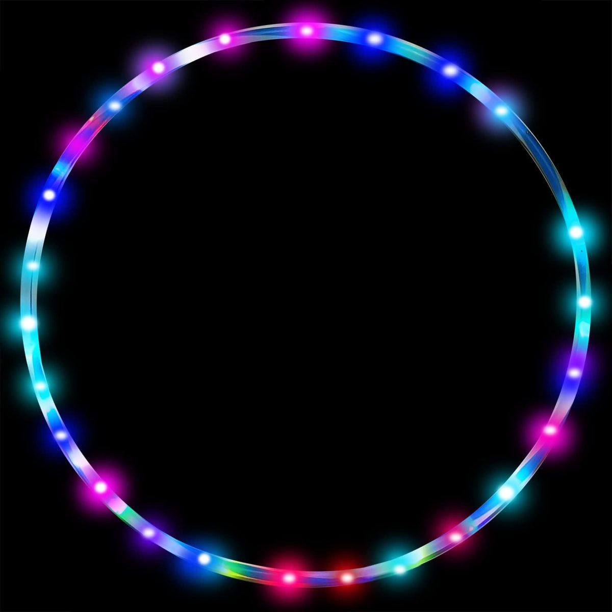 LED Fitness Hoop para Adultos Pérdida de Peso 36In 24In, Aro Luminado para Niños, Mejoras de Color Auto Strobing y Cambio, Equipo HoopFitness Plegable para Pérdida de Peso (Se Necesitan 2 Pilas AA. No Incluidas)