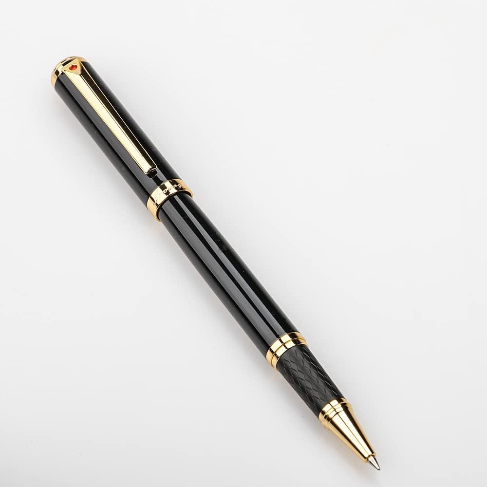 Bolígrafo Rollerball de Lujo Impresionante con Ribete de Oro de 24K, Punta Suiza con Repuestos de Tinta Negra, Juego de Bolígrafo Perfecto como Regalo para Hombres y Mujeres, Juego de