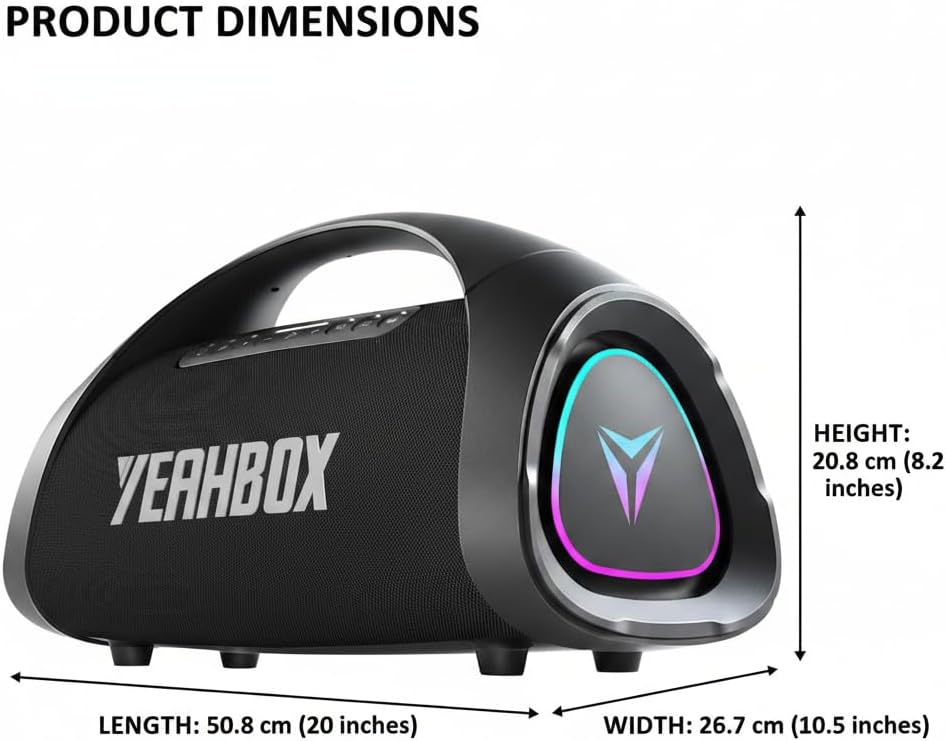 YEAHBOX Sonic Boom MAX 300W Max Altavoz Bluetooth Grande Portátil c...