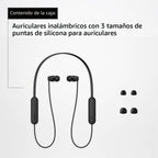 Sony WI-C100 - Auriculares inalámbricos Bluetooth con micrófono integrado, Negro, Tamaño único