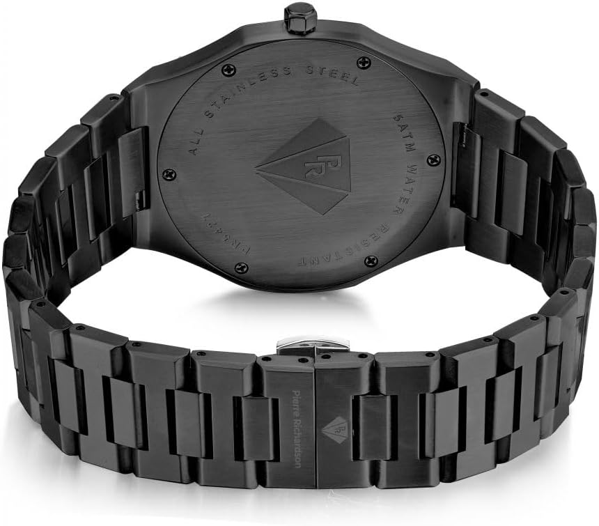 PIERRE RICHARDSON PR5428 Reloj de lujo para hombre – Movimiento de cuarzo japonés, acero inoxidable, 41mm, 5ATM resistente al agua, cristal de zafiro resistente a los arañazos – Reloj de vestir