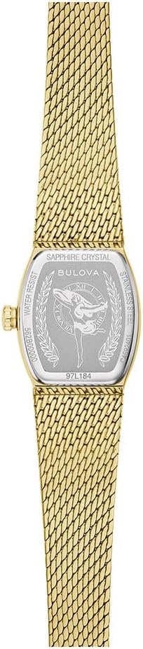 Bulova Diosa del Tiempo Verde Malaquita Reloj de Pulsera de Malla Dorada 0.669 in - 97L184