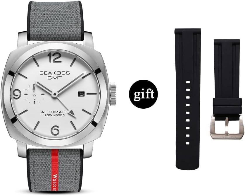 Relojes GMT para Hombre Automático Fecha 10ATM a Prueba de Agua Movimiento Seagull ST2557 Luz luminoso Acero Inoxidable Cristal de zafiro Relojes mecánicos de muñeca S8441