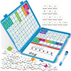 Kit de fonética magnética todo en uno, azulejos de letras magnéticas de fonética, juegos de construcción de palabras, juegos de lectura de ortografía con tablero de construcción de palabras