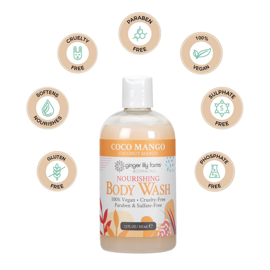 Ginger Lily Farms Botanicals Gel de Ducha Nutritivo, Coco Mango, 10...