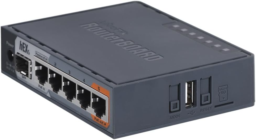 Mikrotik hEX S RB760iGS Router 5X Gigabit Ethernet, SFP, CPU de dob...