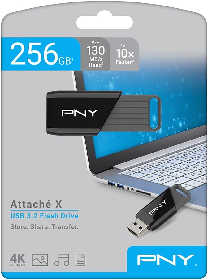 PNY Unidad flash USB 3.2 Gen 1 Attaché X de 256 GB, rendimiento ava...