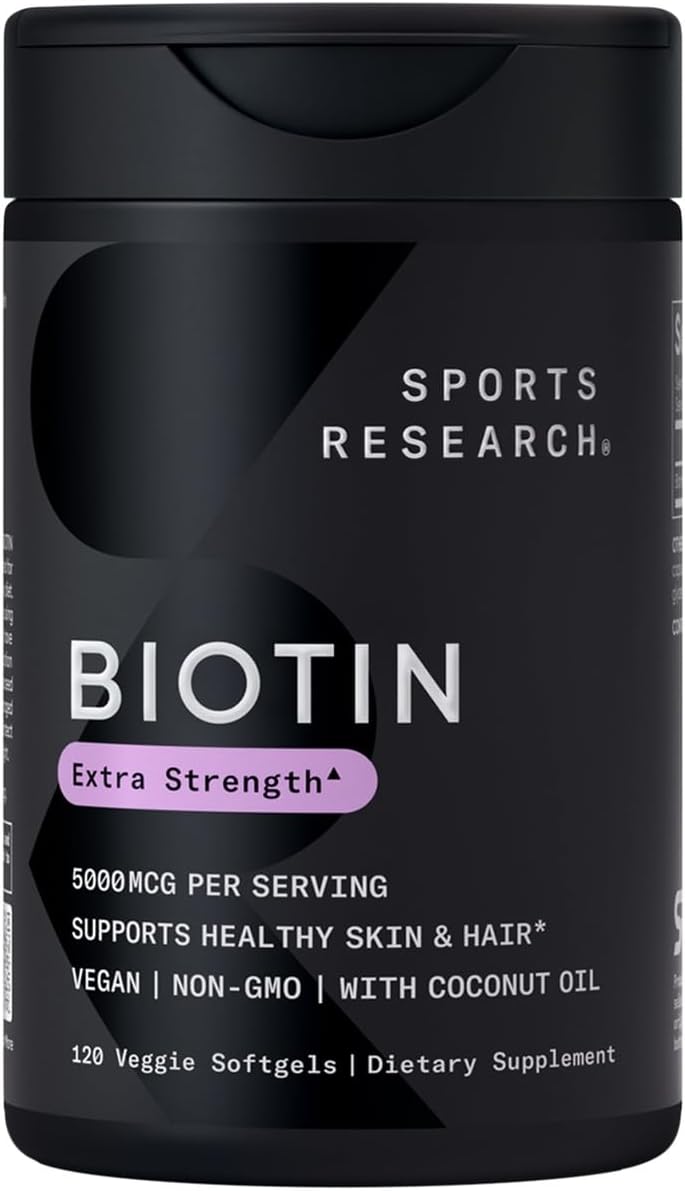 Biotin (alta potencia) 5000 mcg por cápsula vegetariana; mejorada c...