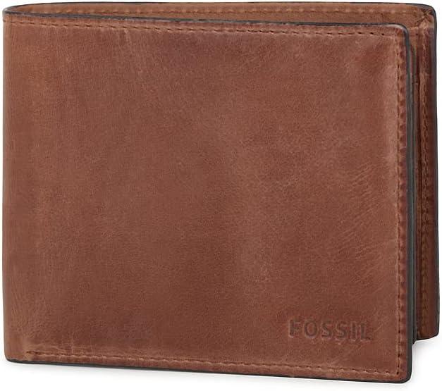 Fossil Men's Derrick Leather RFID-Blocking Bifold with Coin Poc...