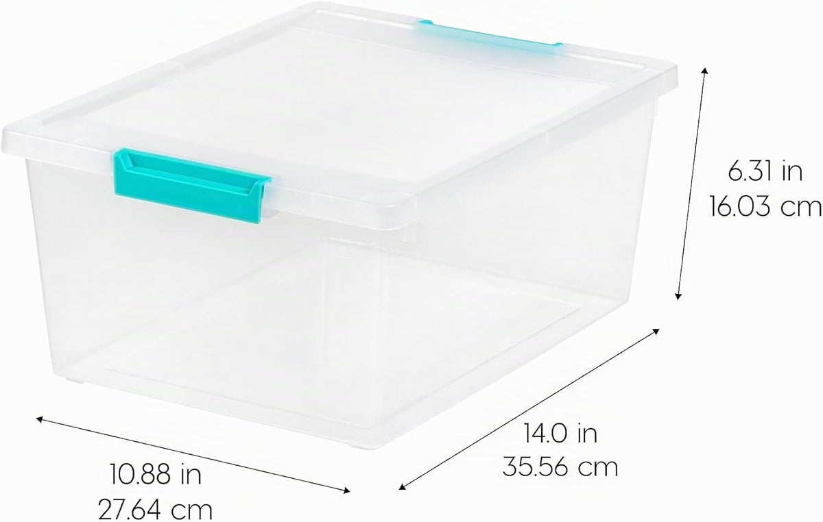 IRIS USA Storage Bins con Lids |Made en USA| 12 Qt - (4-Pack) - Clear