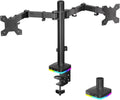 Afaloona Brazo de monitor dual RGB con concentrador USB, soporte de