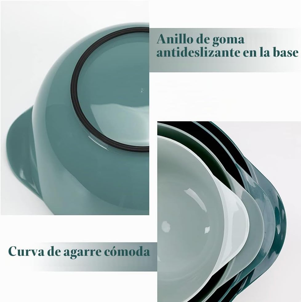 Juego de 4 cuencos de plástico para mezclar, sin BPA
