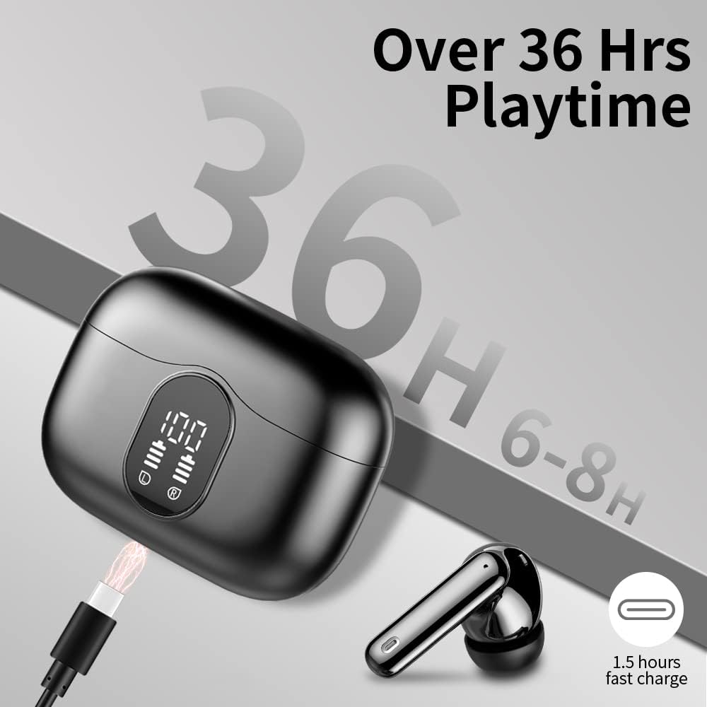 Auriculares inalámbricos, Auriculares Bluetooth 5.4 con graves esté...