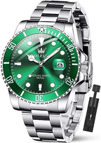 OLEVS Relojes de Lujo para Hombres, Gran Acero Inoxidable, Cuarzo Analógico, Resistente al Agua