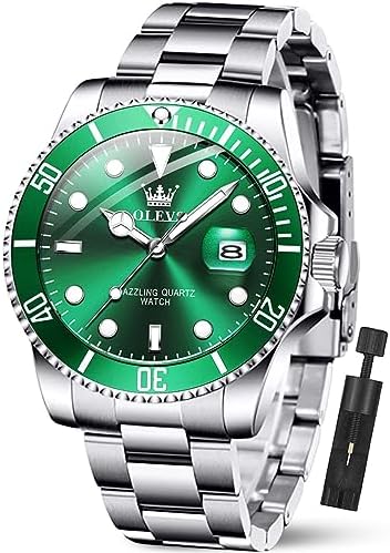 OLEVS Relojes de Lujo para Hombres, Gran Acero Inoxidable, Cuarzo Analógico, Resistente al Agua