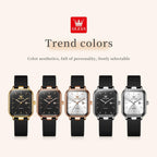 OLEVS Reloj para Mujer Casual Fashion Cuadrante Cuadrado Correa de Silicona Negra Elegante Delicado Cuarzo a Prueba de Agua Lectura Fácil