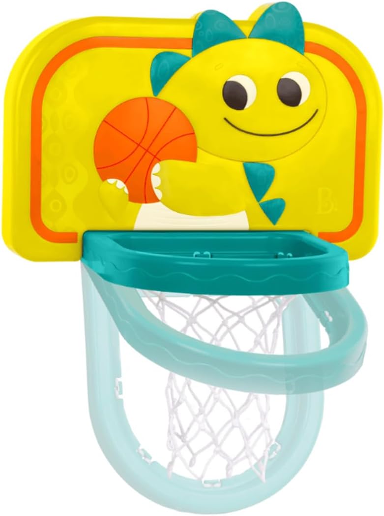 B. toys Red de baloncesto colgante, aro de dinosaurio ajustable
