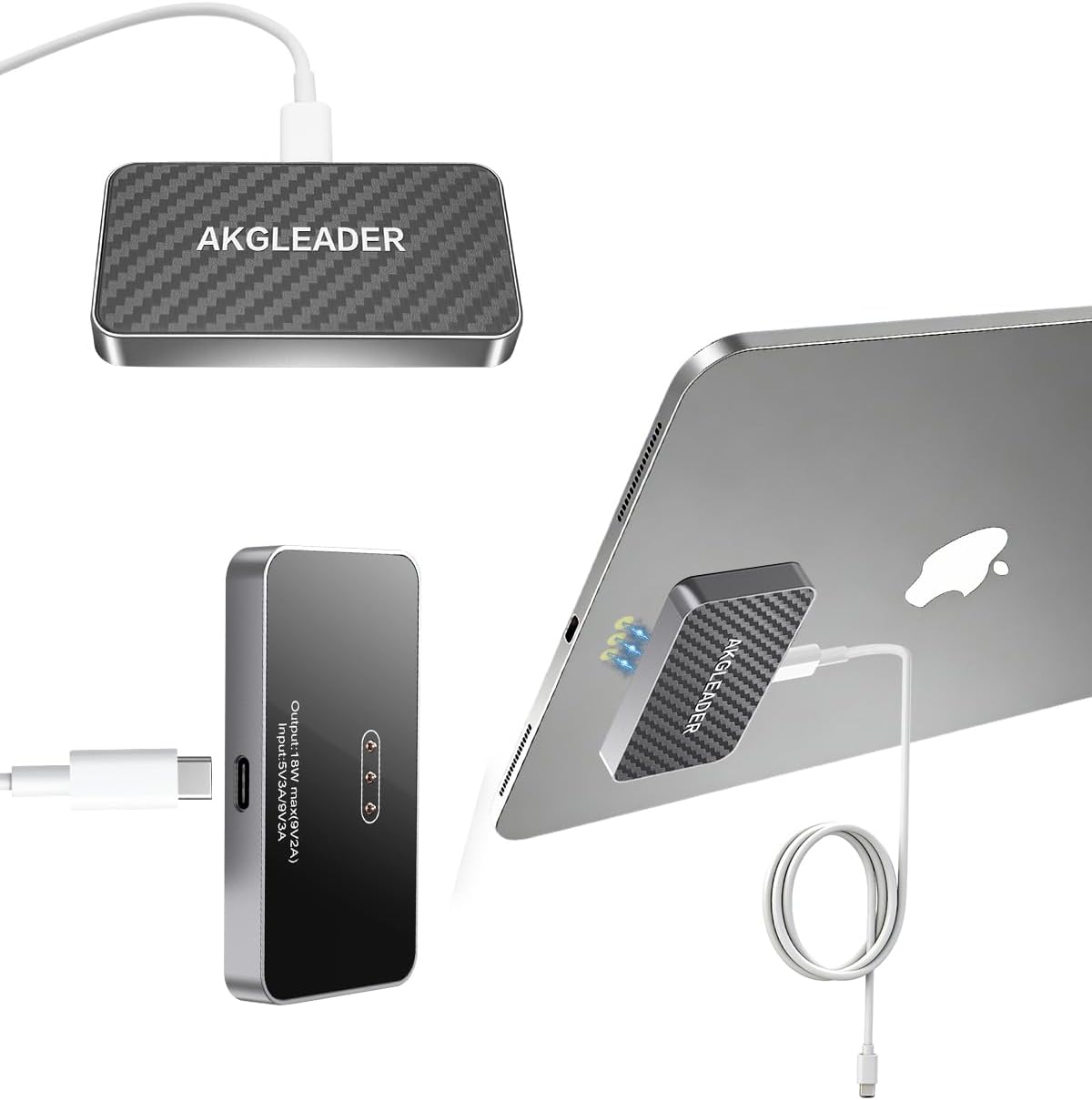 Cargador inalámbrico magnético para iPad Pro 11 (1st/2nd/3rd/4th) y iPad Air 11 (M2/M3) y iPad Air 10.9, conector inteligente de carga rápida de 18 W, almohadilla de carga inalámbrica de aleación con