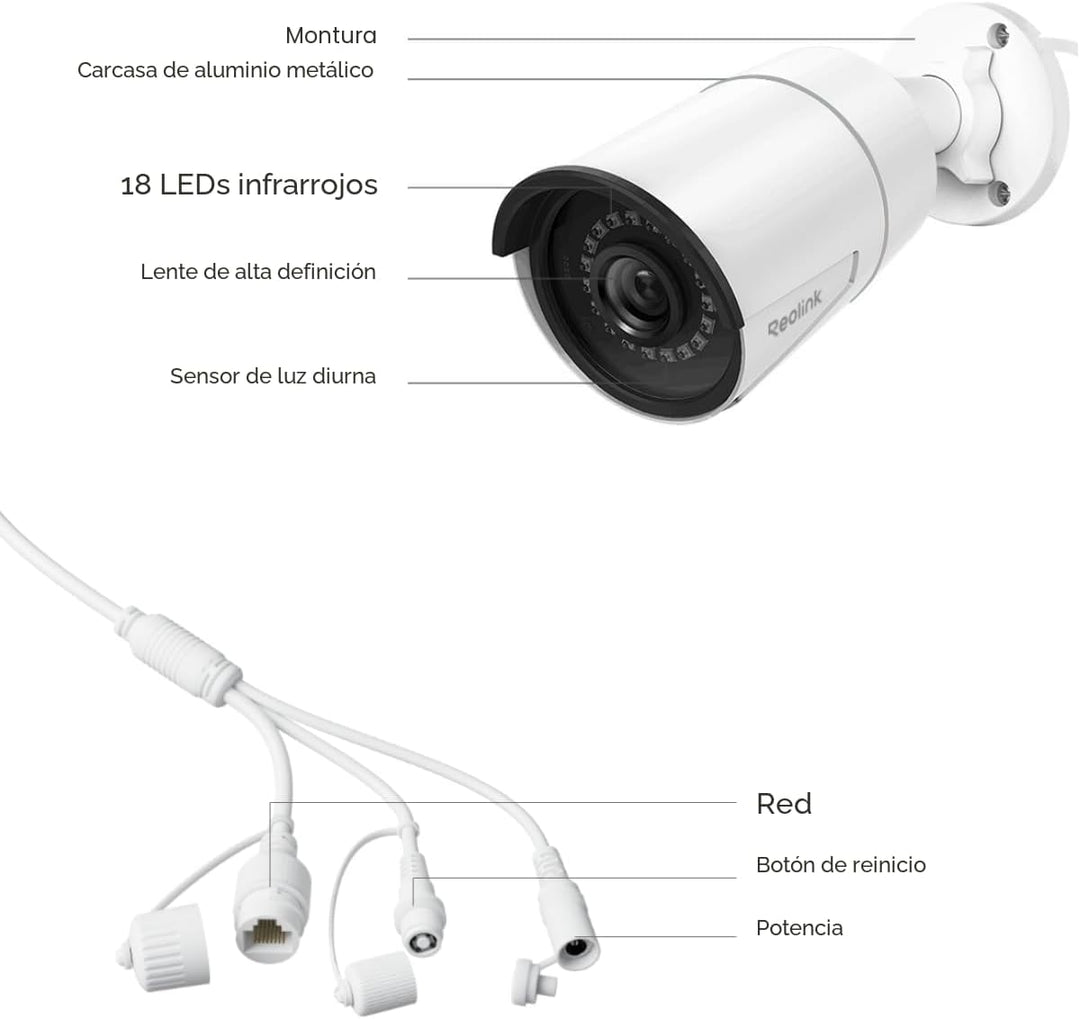 REOLINK Cámara IP PoE de seguridad de 5 MP, detección de persona\/v...