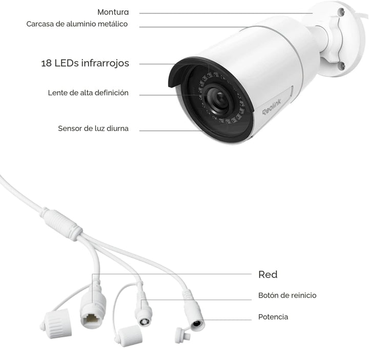 REOLINK Cámara IP PoE de seguridad de 5 MP, detección de persona\/v...