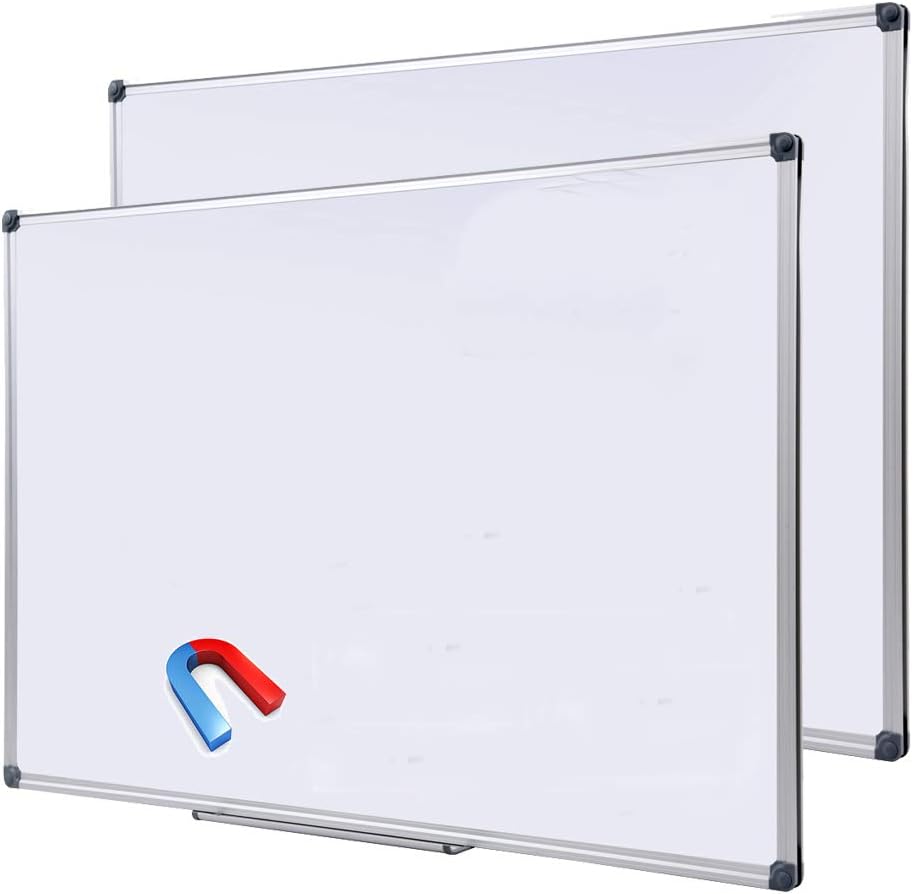 Paquete de 2 pizarras magnéticas grandes de borrado en seco de 48 x 36