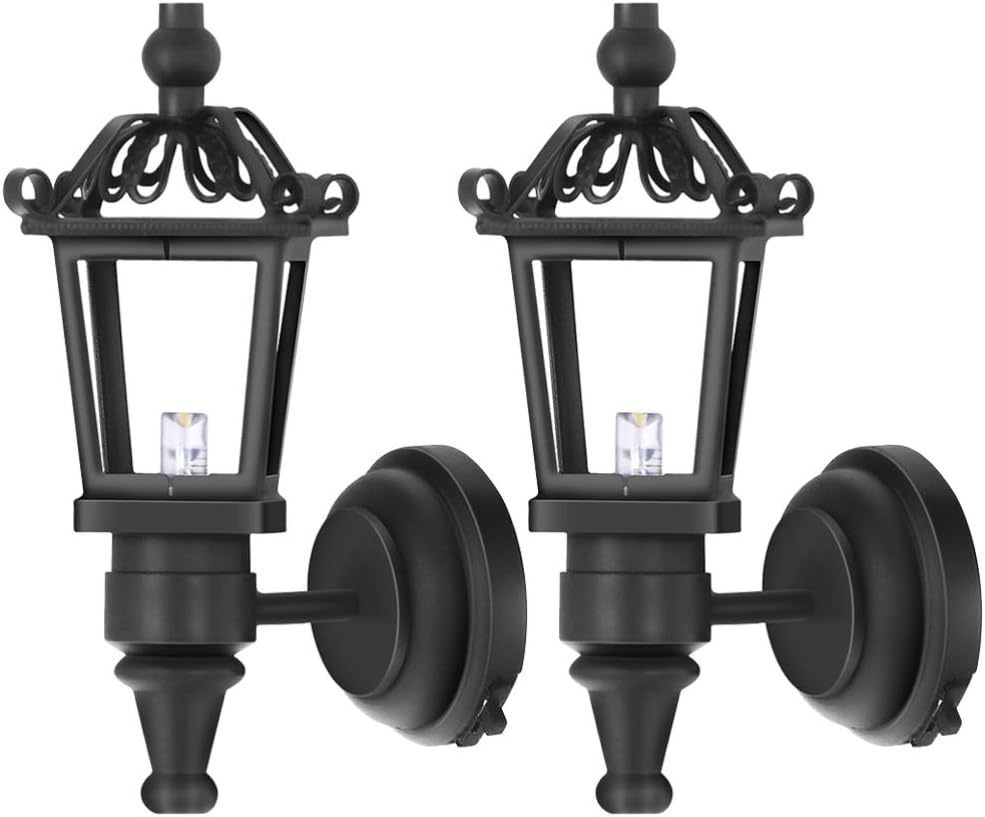 Lámpara TOYANDONA Apliques de pared LED para casa de muñecas, 2 piezas, 1: 12, lámpara de pared de simulación, muebles en miniatura para casa de muñecas de bricolaje, sala de estar, mini lámpara de pared de