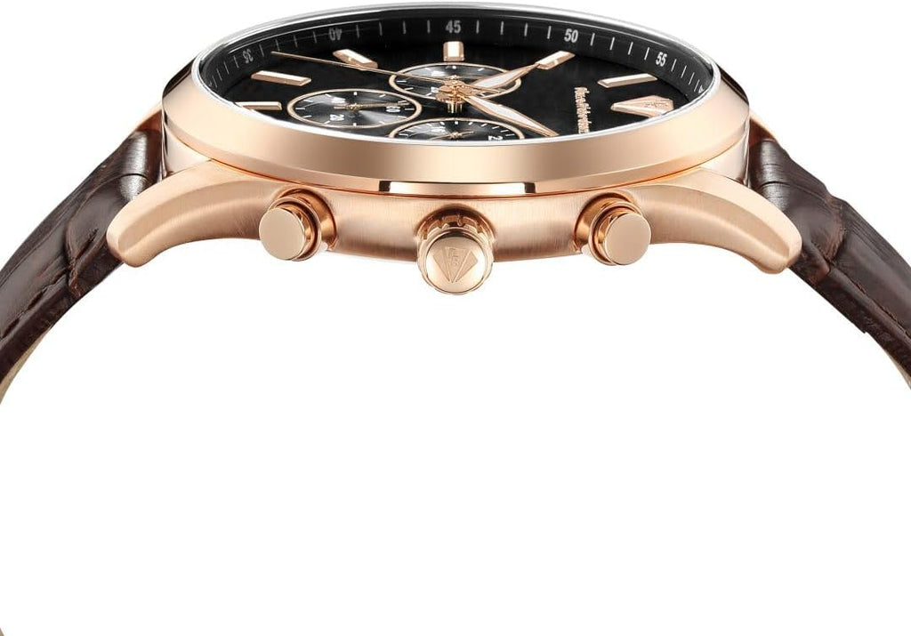 PIERRE RICHARDSON Reloj de lujo para hombre PR2320 - Cuarzo de acero inoxidable plateado, 1.732 in, resistente al agua 5ATM, cristal de zafiro resistente a los arañazos