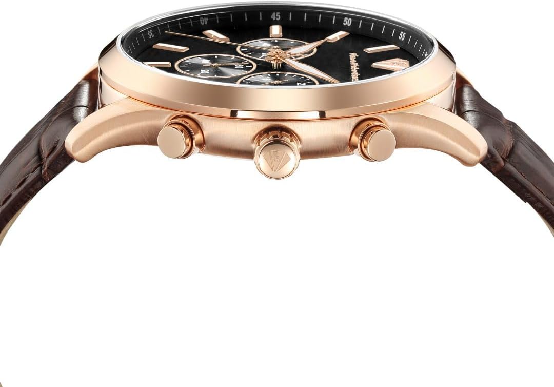 PIERRE RICHARDSON Reloj de lujo para hombre PR2320 - Cuarzo de acero inoxidable plateado, 1.732 in, resistente al agua 5ATM, cristal de zafiro resistente a los arañazos