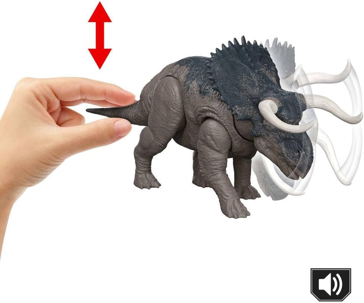 Mattel Jurassic World Rebirth Wild Roar Nasutoceratops - Juguete de...