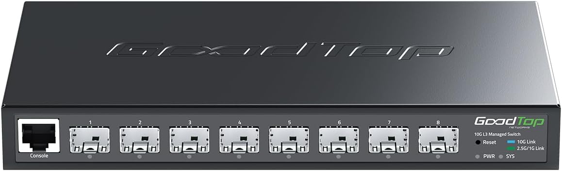 Conmutador 8 Puertos 10G SFP+ Layer 3 Administrado, Conmutador de Fibra para Red Empresarial