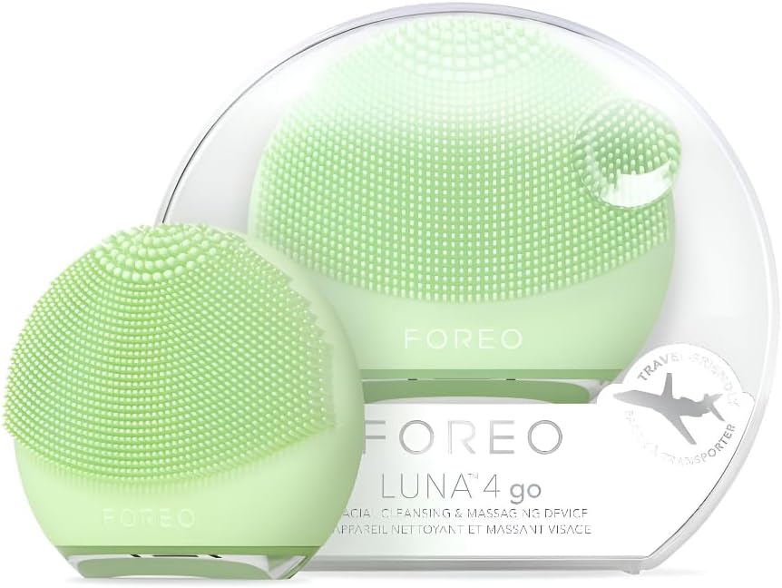 FOREO LUNA 4 go Cepillo limpiador facial y masajeador reafirmante - Cuidado facial premium - Mejora la absorción - Herramientas simples para el cuidado de la piel - Para todo tipo de piel - Pistacho