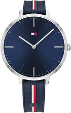 Tommy Hilfiger Reloj casual de cuarzo para mujer, acero inoxidable y correa de silicona, Color: azul marino (Modelo: 1782154)