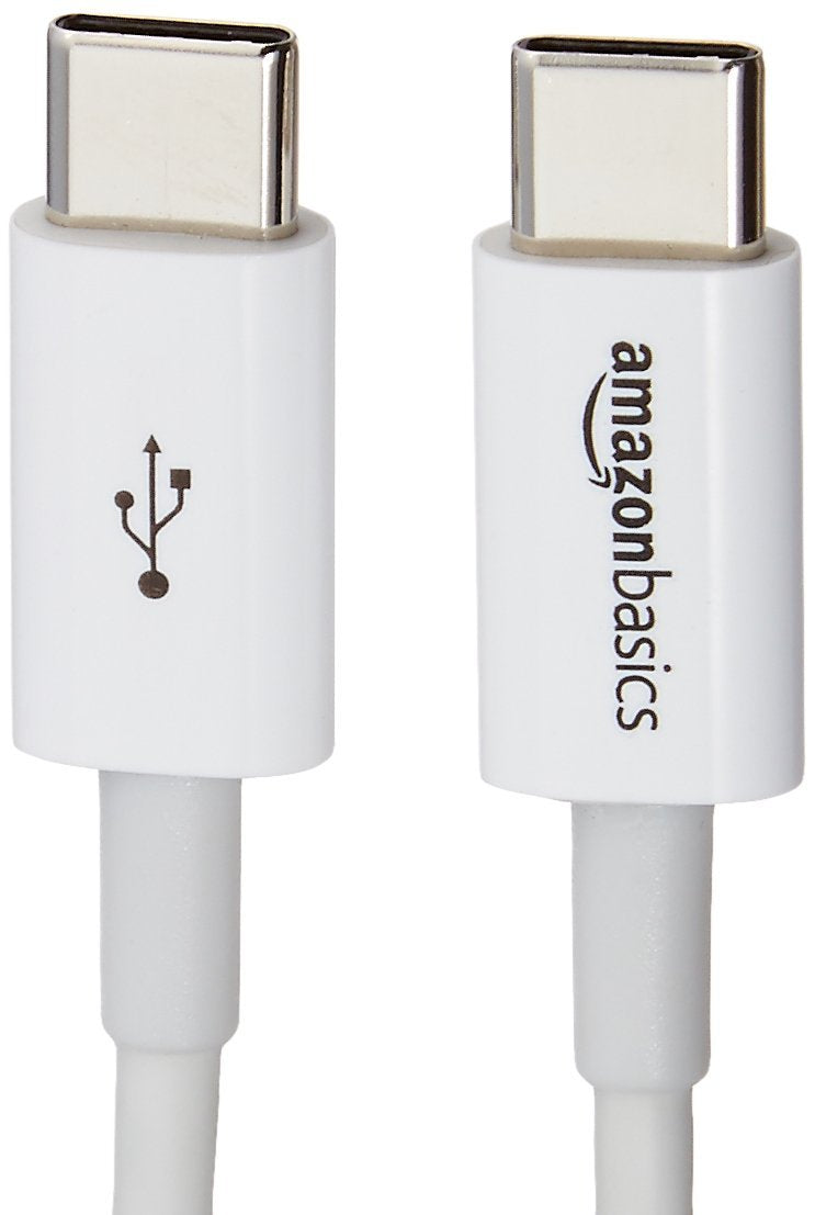 Amazon Basics USB-C a USB-C Cable, 6 Foot | 480Mbps Speed | USB-IF Certified | blanco | Pack de 2
