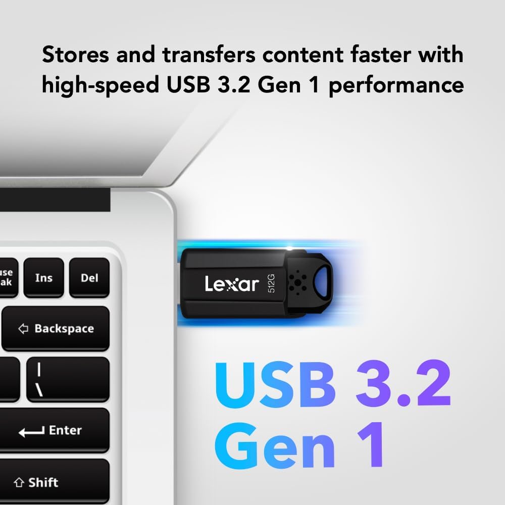 Lexar Unidad flash USB 3.2 Gen 1 JumpDrive S80 de 512 GB, almacenam...