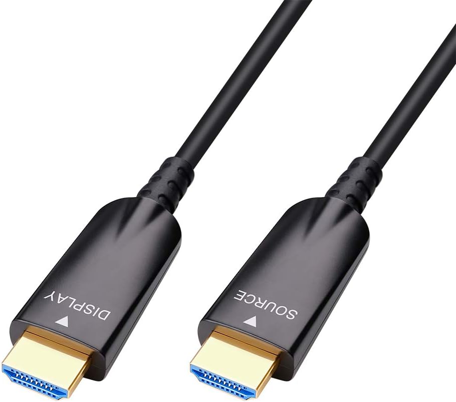 DTECH Cable HDMI de fibra óptica de 75 pies con video HD 4K 30Hz y 1080p 60Hz 3D ARC HDCP CEC de alta velocidad compatible con reproductor de DVD, monitor de computadora, consola de juegos, TV (75 pies, negro)